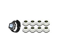 Sistema Cercapersone Wireless per Ristoranti con 8 Pulsanti di Chiamata + 1 Ricevitore da Polso per Cameriere, Sistema di Chiamata per Bar,