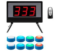 Sistema cicalino wireless con schermo LCD, 3-10 cicalini, 4 colori di stato, 3 modalità di risposta, per concorsi scolastici e spettacoli di gioco