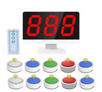 Sistema cicalino wireless con telecomando, 1 monitor e 10 cicalini per spettacoli di giochi, concorsi scolastici e quiz per feste