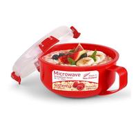 Sistema - Ciotola per Porridge microonde, 850 ml, Colore: Rosso/Trasparente
