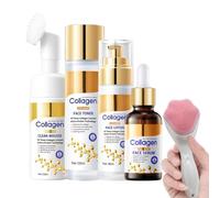 Sistema Completo di Cura della Pelle - Mousse Detergente, Tonico, Crema Idratante, Siero & Spazzola per il Viso