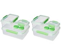 Sistema Contenitori Klip IT Food Storage | 6 Contenitori di plastica per alimenti con coperchi | 4 Contenitori per condimenti To Go | Senza BPA | 10 Contenitori per frigorifero/congelatore/dispensa