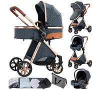 Sistema da viaggio per passeggino leggero 3 in 1 definitivo | Carrozzina per passeggino per tutti i terreni dal nascita al bambino con piega compatta con una sola mano
