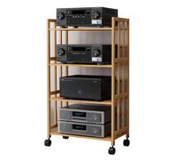 Sistema de estantería ajustable para componentes estéreo con ruedas, estante multinivel para equipos de audio para uso doméstico y comercial, solución de almacenamiento multimedia que ahorra espacio