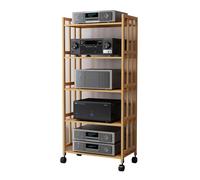Sistema de estantería ajustable para componentes estéreo con ruedas, estante multinivel para equipos de audio para uso doméstico y comercial, solución de almacenamiento multimedia que ahorra espacio