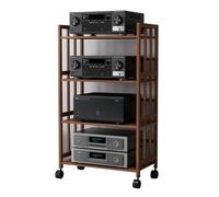 Sistema de estantería ajustable para componentes estéreo con ruedas, estante multinivel para equipos de audio para uso doméstico y comercial, solución de almacenamiento multimedia que ahorra espacio
