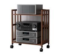 Sistema de estantería ajustable para componentes estéreo con ruedas, estante multinivel para equipos de audio para uso doméstico y comercial, solución de almacenamiento multimedia que ahorra espacio