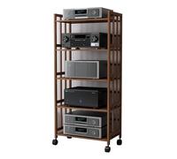 Sistema de estantería ajustable para componentes estéreo con ruedas, estante multinivel para equipos de audio para uso doméstico y comercial, solución de almacenamiento multimedia que ahorra espacio