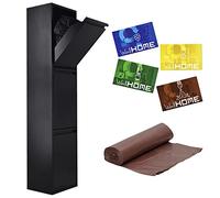 SISTEMA DE RECICLAJE DE ACERO DE 3 CUBOS MULTIUSOS, NEGRO, CON SET DE 4 ETIQUETAS MAGNÉTICAS PARA RECICLAJE, EN PVC FULL-COLOR, Y PAQUETE 20 BOLSAS DE BASURA 20L, CON AUTOCIERRE