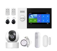 Sistema di allarme domestico, PG107 Kit di allarme di sicurezza Tuya Controllo app con telecamera IP Rilevatore di movimento quadrante automatico Allarme intelligente for la casa(F)