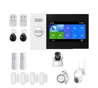 Sistema di allarme domestico, PG107 Kit di allarme di sicurezza Tuya Controllo app con telecamera IP Rilevatore di movimento quadrante automatico Allarme intelligente for la casa(L)