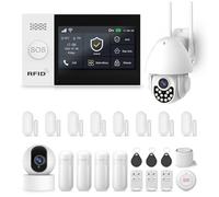 Sistema di allarme touch screen per la sicurezza di tutta la casa, kit di allarme domestico wireless Wi-Fi da 20 pezzi con sirena, sensore di movimento PIR, telecomandi, sensore per finestre/porte,