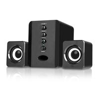 Sistema di altoparlanti, precisione acustica, complemento multimediale per computer desktop, suono dei bassi senza distorsioni, jack per cuffie