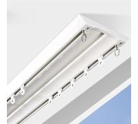 Sistema di aste per tende a doppio binario, resistente, montaggio a soffitto, nano-silenzio per un funzionamento fluido (bianco)