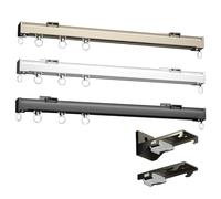 Sistema di binari a soffitto per impieghi gravosi - binari per pareti divisorie e divisori, Ganci silenziosi per Montaggio a soffitto/Parete, Strumento Multifunzione per binari (Colore: bian