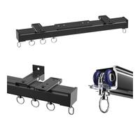 Sistema di binari a soffitto silenziosi e Resistenti, binari in Alluminio, Adatti allo Scorrimento Fluido di Pannelli sospesi e pareti divisorie, Set di binari Singoli Dritti (Nero, 1,8 metr