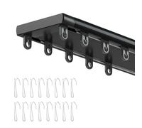 Sistema di binari in alluminio a 2 vie, lunghezza 1-8 m, rulli silenziosi, binario da soffitto facile da inserire (nero, 3,2 m) per un movimento fluido senza sforzo
