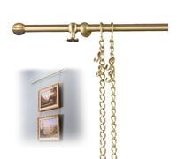 Sistema di binari in Ottone per Appendere Quadri, Poster e specchi, con Catene e Ganci - Accessori per la Decorazione di pareti in Stile Galleria d'Arte Antica