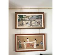 Sistema di binari per Appendere Quadri - Binario a Parete in Ottone da 240 cm e Ganci per cornici Che Non danneggiano la Parete, Ideali per Soggiorno, Ufficio e musei - Ganci per opere d'art