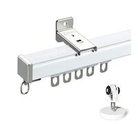 Sistema di binari per montaggio a soffitto per divisorio, set di binari bianchi regolabili da 2,3 m a 19,7 m, con rulli, ideale per finestre a bovindo e docce (280 cm)
