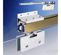 Sistema di binari per Porta Scorrevole in Vetro Senza Telaio con Chiusura Ammortizzata, Kit Hardware per Porta Tascabile per Montaggio a Parete, Binario Scorrevole per Porta della Doccia del fienile