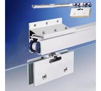 Sistema di binari per Porta Scorrevole in Vetro Senza Telaio con Chiusura Ammortizzata, Kit Hardware per Porta Tascabile per Montaggio a Parete, Binario Scorrevole per Porta della Doccia del fienile