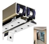 Sistema di binari per porta scorrevole, kit hardware doppio armadio, binario bypass montato sulla parte superiore e set di ruote, 299,7 cm, per un funzionamento regolare e una facile installazione