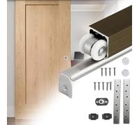 Sistema di binari per porta scorrevole per porte da fienile 72" singola ferrovia con 8 ruote per interno/esterno hardware liscio funzionamento design