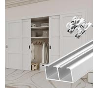 Sistema di binari per porte scorrevoli per divisori e armadi, kit hardware a doppio scorrimento per un funzionamento regolare
