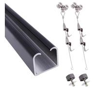 Sistema di binari per quadri, Sistema di sospensione for binari d'arte for montaggio a parete a soffitto con cavi a puleggia da 3,3-9,8 piedi for l'ufficio del museo(Ceiling Mount,9.8ft/300cm Cable)