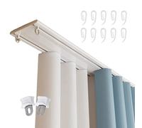 Sistema di binari per tende a 2 strati, ultra sottile, 6 mm, in alluminio, con rulli lisci e ganci, bianco, 370 cm, per una facile installazione della tenda