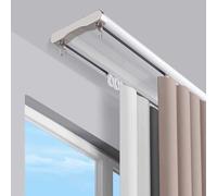 Sistema di binari per tende a doppio soffitto, silenzioso, a doppia fila, con rulli silenziosi per la privacy in spazi aperti, 4 m, elegante finitura bianca
