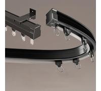 Sistema di binari per tende curvo, a forma di U e L, asta divisoria per tende, lato nero, 2,6 m, soluzione versatile per la decorazione della casa