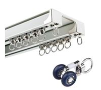 Sistema di binari per Tende da soffitto - Binario Scorrevole in Alluminio a Doppio Binario da 8,2 Piedi per Tende, Drappeggi, divisori per Ambienti, Soggiorno, Doccia, Ospedale - Colore bian