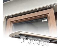 Sistema di binari per tende da soffitto con rulli, binario piatto invisibile per divisori, 1,2 m, colore: marrone, perfetto per decorazioni moderne della casa e gestione versatile dello spazio