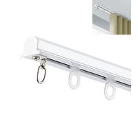 Sistema di binari per tende da soffitto, in alluminio, con ganci e rulli, 5 m, ideale per la decorazione della casa e dell'ufficio, facile installazione (bianco)