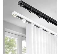 Sistema di binari per tende da soffitto ultra sottile, versatile, 1 5 m, regolabile, montaggio a parete per divisori e tende, facile installazione, finitura bianca