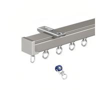 Sistema di binari per tende in alluminio, facile da installare, 340 cm, resistente, montaggio a soffitto o a parete con rulli per tende, colore champagne, perfetto per l'arredamento di casa e ufficio