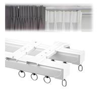 Sistema di binari per Tende in Alluminio - Montaggio a soffitto e a Parete, Binario Doppio per Tende da 10,1 Piedi per finestre, divisori per Ambienti e docce, Ideale per Soggiorno e Camera