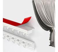 Sistema di binari per tende in alluminio per divisori, 150 cm, regolabile 80 cm-320 cm, montaggio da incasso, bianco, perfetto per casa, ufficio e spazi studio.