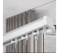 Sistema di binari per tende in alluminio resistente per 2 partizioni da parete da 2,5 mm Scorrevole flessibile per tende pesanti Bianco Divisorio Rails