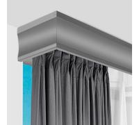 Sistema di binari per tende in metallo 3 in 1 con mantovana decorativa su misura (1,2 m, grigio), versatile tenda per finestra mantovana e doppi binari per decorazioni domestiche
