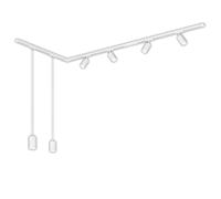 BRILONER - Set completo di binari, 4x spot GU10 orientabili, 2x GU10 a sospensione, a L, sistema di binari a soffitto, binario per faretti, lampada a soffitto, plafoniera, faretto, 2,25m, bianco