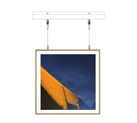 Sistema di binari Regolabili per Appendere Quadri con Ganci e Kit di Cavi - Ganci Bianchi per cornici da Galleria d'Arte per spazi pubblici, Cavo da 0,5 m/1,6', Binario da 74"/188 cm e Tappo