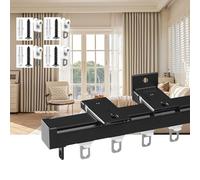 Sistema di binari scorrevoli da 80 cm per montaggio a soffitto, divisorio in acciaio inox con puleggia facile da installare, binario nero per decorazione domestica, design moderno di interni