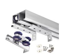 Sistema di binari scorrevoli Doppi per Porte a Scomparsa, Kit di ferramenta Regolabile da 60 a 250 cm per Porte di armadi e Porte scorrevoli a Scomparsa, Adatto a spessori di 1 3/8" o 1 3/4"