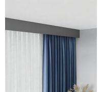 Sistema di binari tende grigie con copertura a cassone | Binario doppio parete 3 in 1 per finestra a bovindo e divisorio | Staffa resistente per soggiorno e camera letto(250cm/98.4in/8.2ft)