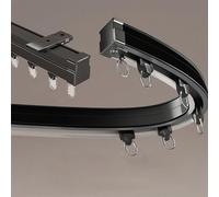 Sistema di binario curvo per divisori, a forma di U e a L, parte superiore nera, 1,7 m, asta flessibile per tende per decorazione domestica e separazione dello spazio