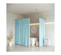 Sistema di binario per tende a forma di L con tende per la privacy che trasmette la luce per saloni di bellezza e camere da letto di hotel
