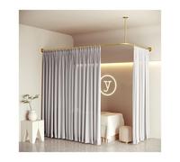 Sistema di binario per tende a forma di L con tende per la privacy che trasmette la luce per saloni di bellezza e camere da letto di hotel